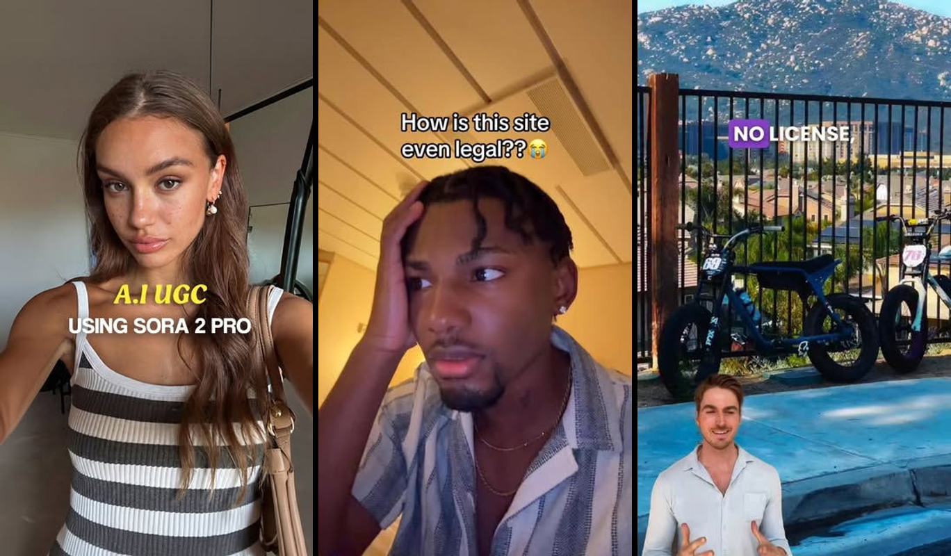 Person using laptop with AI-generated influencer avatar on screen, dollar signs and social media icons floating around